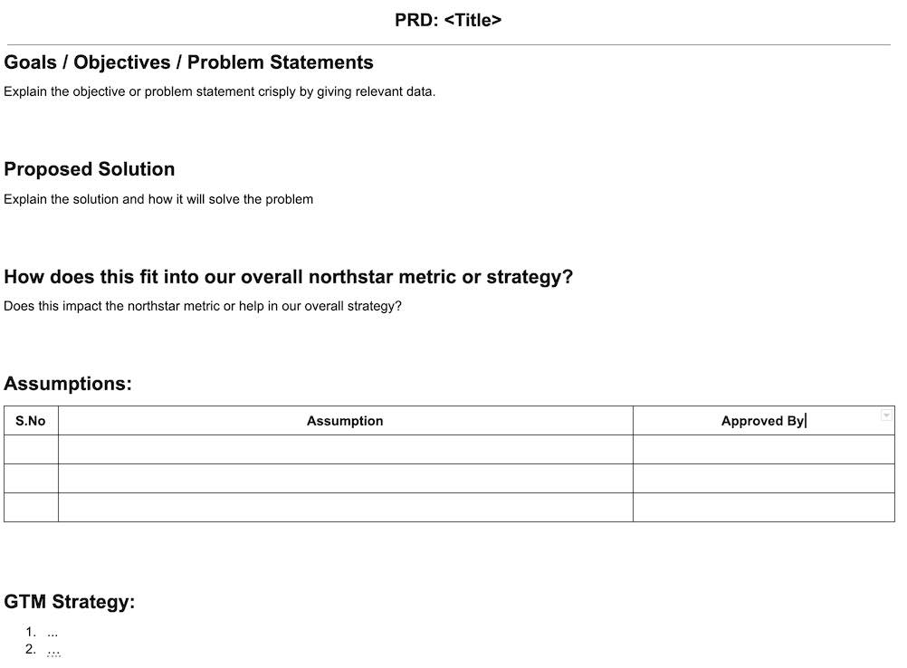 Product Requirement Document Template